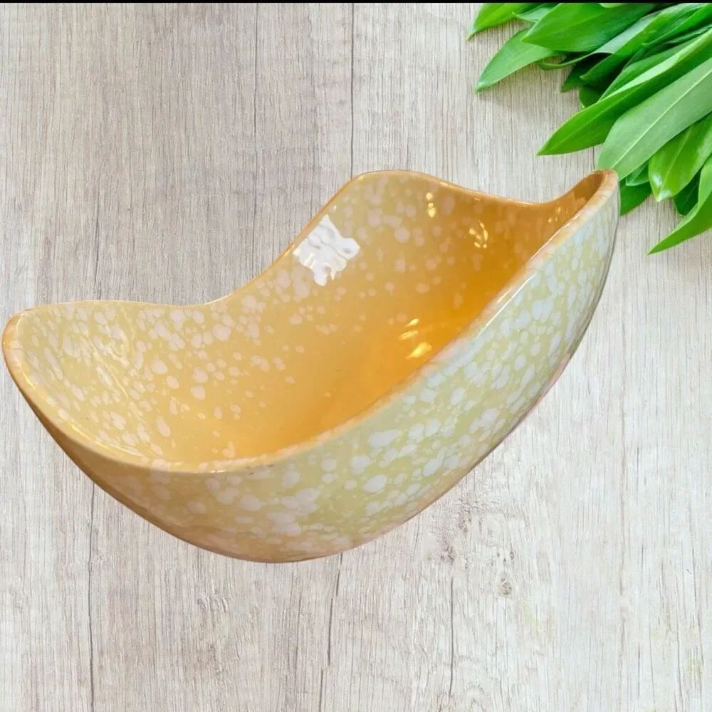 MCM Atomic California Pottery Yellow Speckled Sculptural Bowl